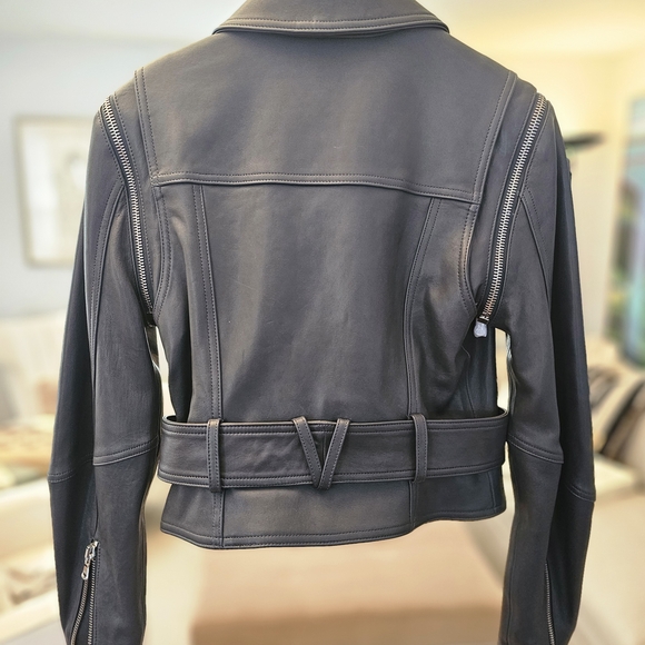 Veronica Beard Navy Leather Jacket - Picture 2 of 13